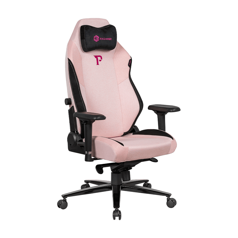 RXGAMER RX-2070-1R-B Moderni reticulum roseum spirabile cum pedalibus pedis Domus computatrum ludum sellam